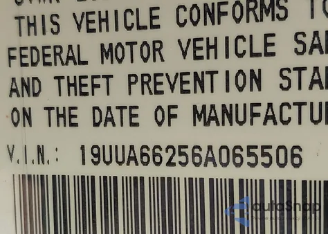 2006 Acura Tl z USA, uszkodzony, nr VIN 19UUA66256A065506